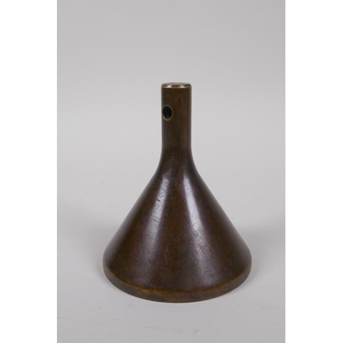 41 - A Tibetan cast bronze Tsa Tsa Stupa mold, 9cm diameter