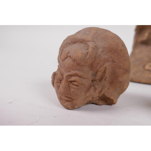 179 - A quantity of ancient Indian terracotta head busts, largest 10cm