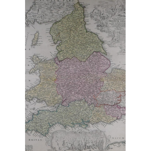 12 - An early C18th hand coloured map of Great Britain, after Nicolaes Visscher, Magnae Britannae, pars M... 