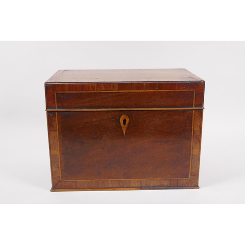 132 - A C19th inlaid mahogany tea caddy, 27cm x 16cm, 20cm high