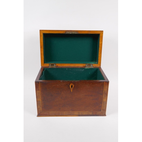 132 - A C19th inlaid mahogany tea caddy, 27cm x 16cm, 20cm high