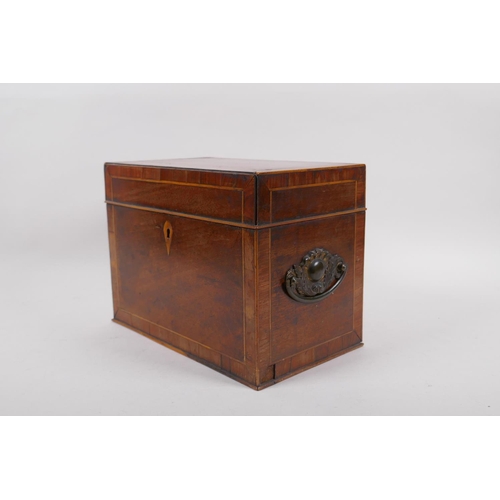 132 - A C19th inlaid mahogany tea caddy, 27cm x 16cm, 20cm high