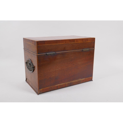 132 - A C19th inlaid mahogany tea caddy, 27cm x 16cm, 20cm high