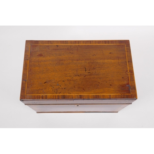 132 - A C19th inlaid mahogany tea caddy, 27cm x 16cm, 20cm high