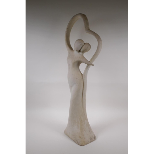 141 - A contemporary cast reconstituted stone figure, AF crack, 78cm high