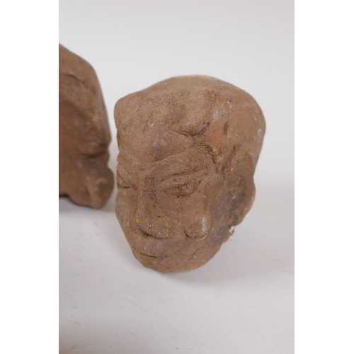 179 - A quantity of ancient Indian terracotta head busts, largest 10cm