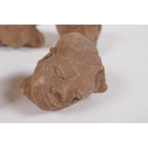 179 - A quantity of ancient Indian terracotta head busts, largest 10cm