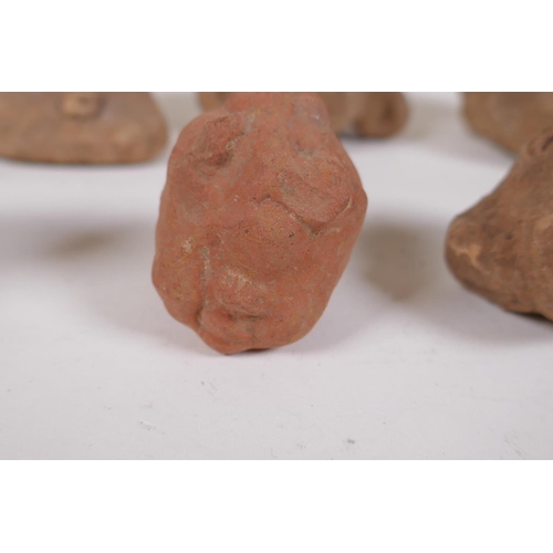 179 - A quantity of ancient Indian terracotta head busts, largest 10cm