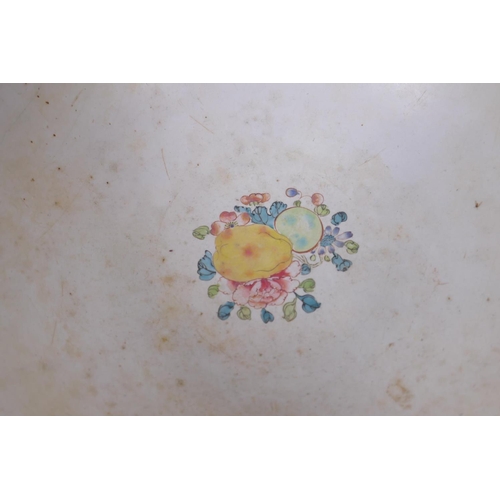 242 - A Cantonese enamel bowl painted with a continuous landscape, 20cm diameter, AF