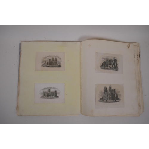 251 - An antique scrap book of C19th and early C20th engravings and sketches, 24cm x 29cm