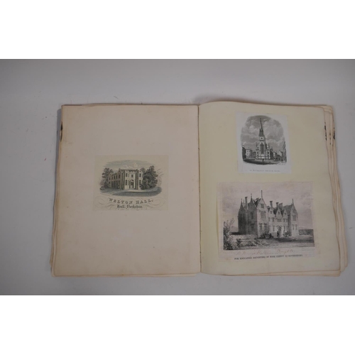 251 - An antique scrap book of C19th and early C20th engravings and sketches, 24cm x 29cm