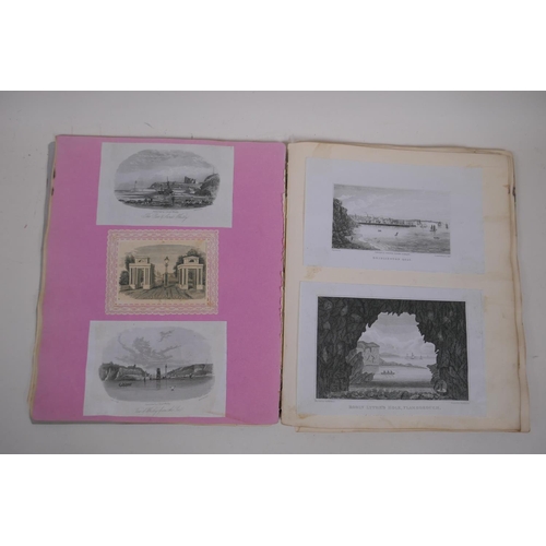 251 - An antique scrap book of C19th and early C20th engravings and sketches, 24cm x 29cm