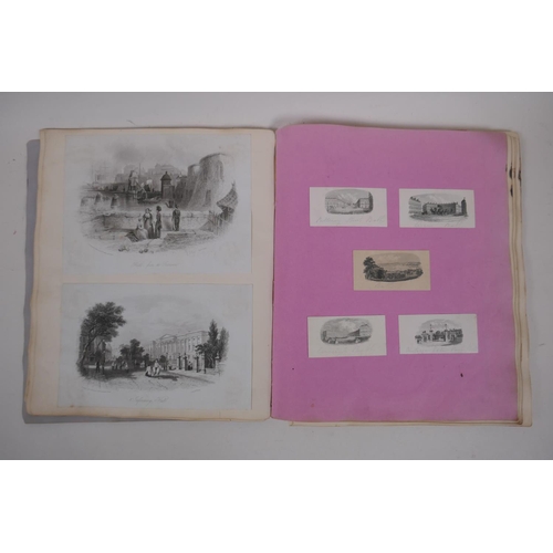 251 - An antique scrap book of C19th and early C20th engravings and sketches, 24cm x 29cm