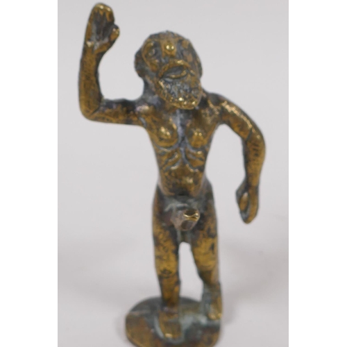 4 - A brass talisman figure of the Greek god Priapus, 11cm high