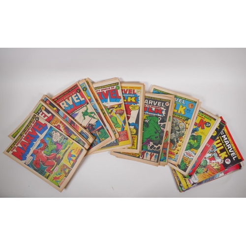 44 - A large quantity of 1970s UK printings of Marvel Comics, including 48 issues of The Mighty World of ... 