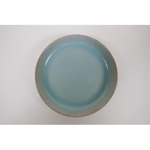 48 - A Chinese Ru ware style trinket dish, 11cm diameter