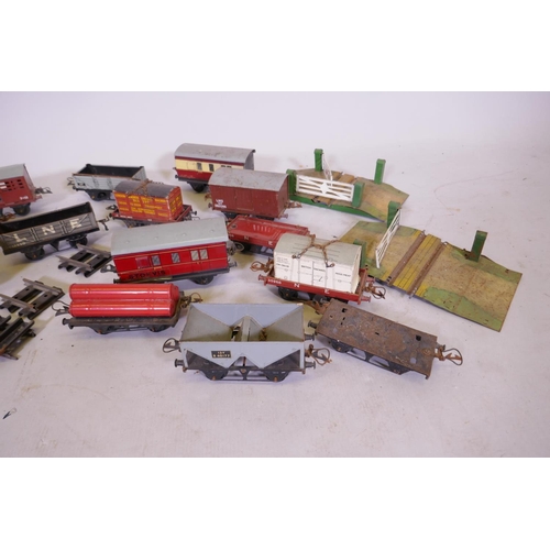 74 - A quantity of Hornby Meccano 'O' gauge rolling stock and track