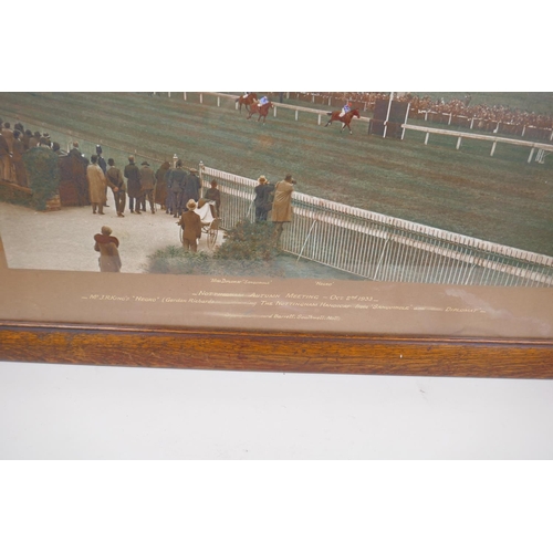 77 - A large hand coloured photograph of the autumn race meeting at Nottingham October 2nd 1933, showing ... 