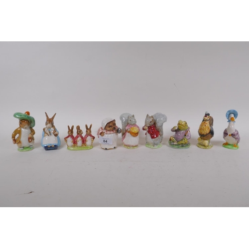 84 - A set of nine Beswick Beatrix Potter porcelain figures, largest 10cm high