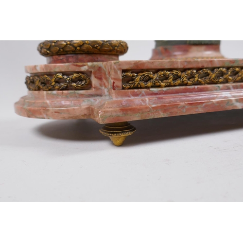 1 - A C19th French rouge marble and ormolu desk set decorated with a bronze figure of Venus, 41cm long x... 