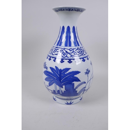 10 - A Chinese blue and white porcelain vase with six character GuangXu mark to base, 30cm high