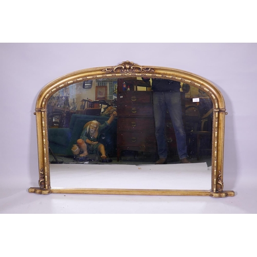 1159 - A Victorian style gilt overmantel mirror, 138 x 88cm