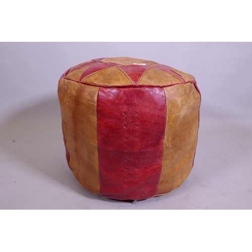 1163 - A Moroccan leather pouffe, 50 x 42cm high