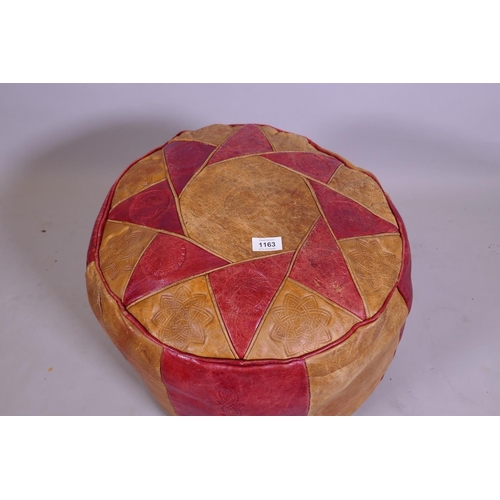 1163 - A Moroccan leather pouffe, 50 x 42cm high