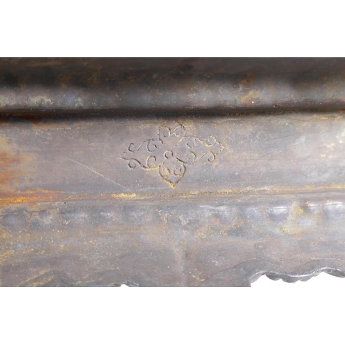 35 - A Chinese bronze casket shaped censer with the remnants of gilt patina, 29 x 11cm