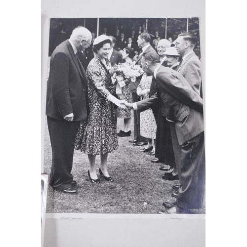 4 - Five photographs of royalty including the weddings of Queen Elizabeth II, and Lord Mountbatten, larg... 