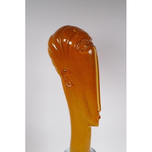 49 - Walter Furlan, Italian, 1931-2018, 'Homage to Modigliani', abstract Murano glass headbust sculpture,... 