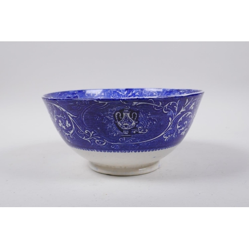 52 - A C19th Staffordshire blue and white transfer decorated bowl for the Persian market, dated 1299 AH 1... 