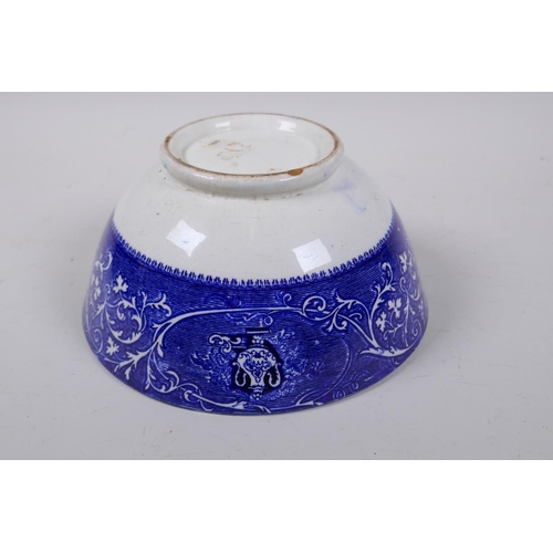 52 - A C19th Staffordshire blue and white transfer decorated bowl for the Persian market, dated 1299 AH 1... 