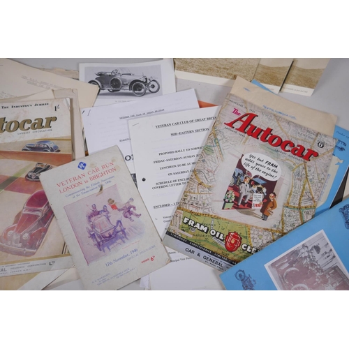 9 - A quantity of Rolls Royce and other vintage car memorabilia, magazines, newspaper articles etc