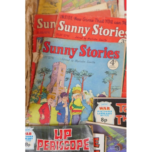 37 - Vintage comics and magazines including the Dandy, Beano, Eagle Swift, Sunny Stories, Playways and ap... 