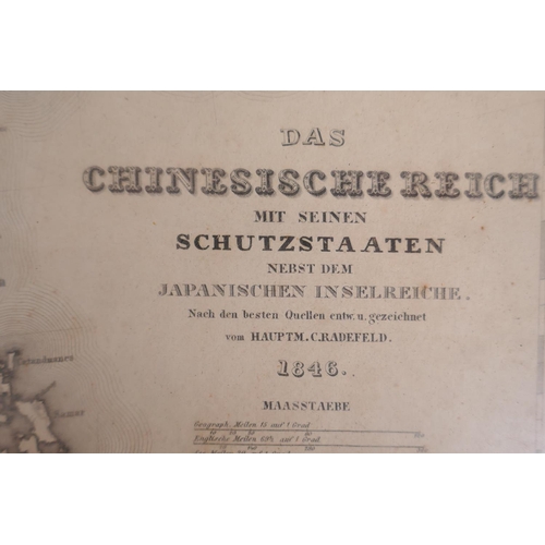 57 - A C19th German map of China, dated 1846, 37 x 30cm