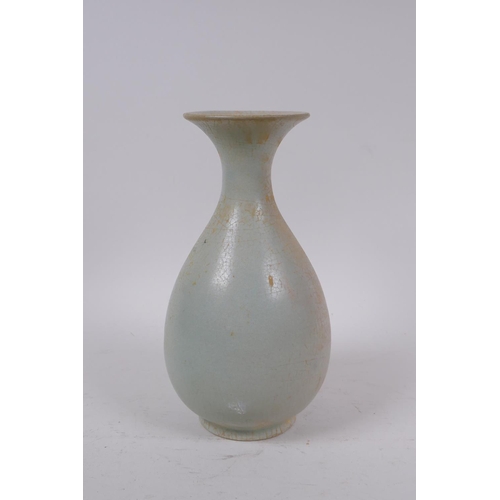 7 - A Chinese Ru ware style porcelain pear shaped vase, 20cm high