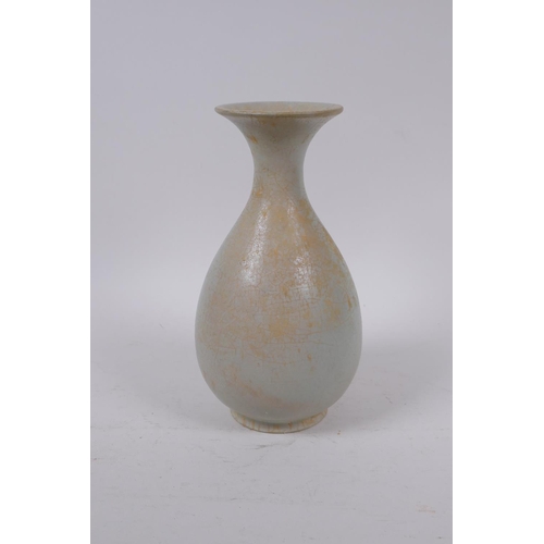 7 - A Chinese Ru ware style porcelain pear shaped vase, 20cm high