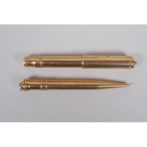 9 - An early C20th Parker Jackknife Lucky Curve gold filled fountain pen and matching propelling pencil,... 