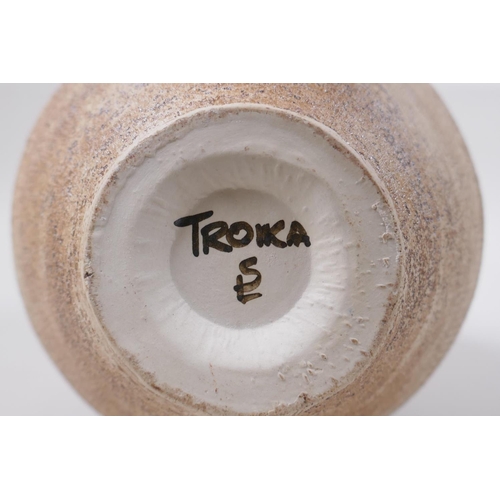 16 - A Troika pottery vase, monogrammed to base SL, Sue Lowe, circa 1976/77, 25cm high