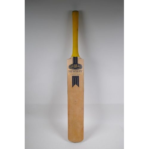 29 - A handmade Newbury 'Caduceus' cricket bat, 85cm long