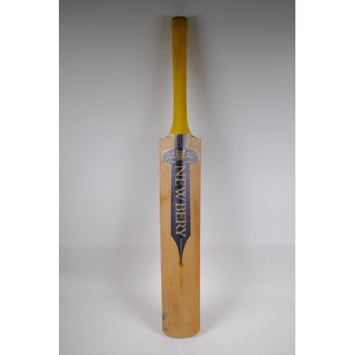 29 - A handmade Newbury 'Caduceus' cricket bat, 85cm long