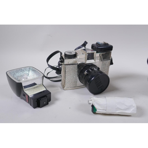 44 - A vintage Czech Meopta Admira A8lla 8mm film camera, and a Lomography Diana F+ camera with flash and... 