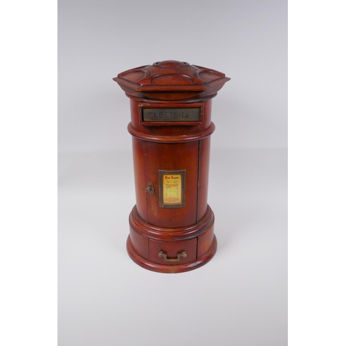 52 - A fruitwood table post box, 43cm high