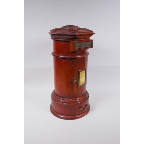 52 - A fruitwood table post box, 43cm high