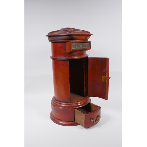 52 - A fruitwood table post box, 43cm high