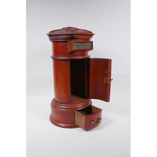 52 - A fruitwood table post box, 43cm high