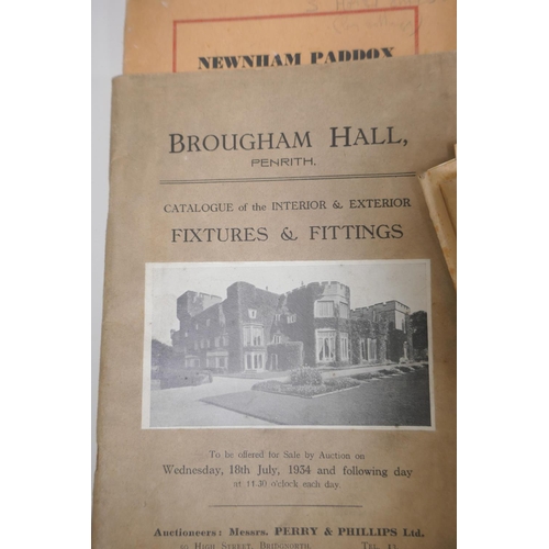 64 - A quantity of auction catalogues of the fittings and contents of country houses from the 1920s-1950s... 