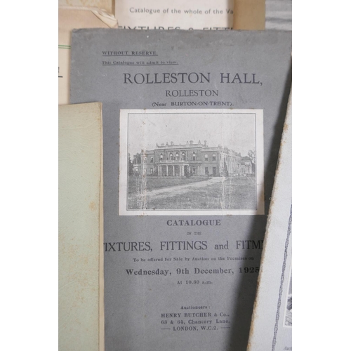 64 - A quantity of auction catalogues of the fittings and contents of country houses from the 1920s-1950s... 