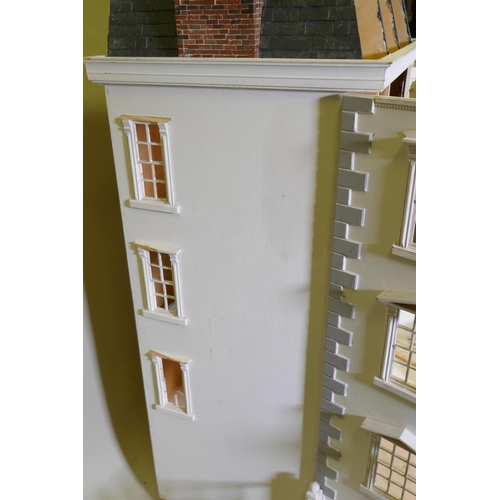 67 - A large Georgian town house dolls' house, requires finishing, 90 x 64cm, 126cm high